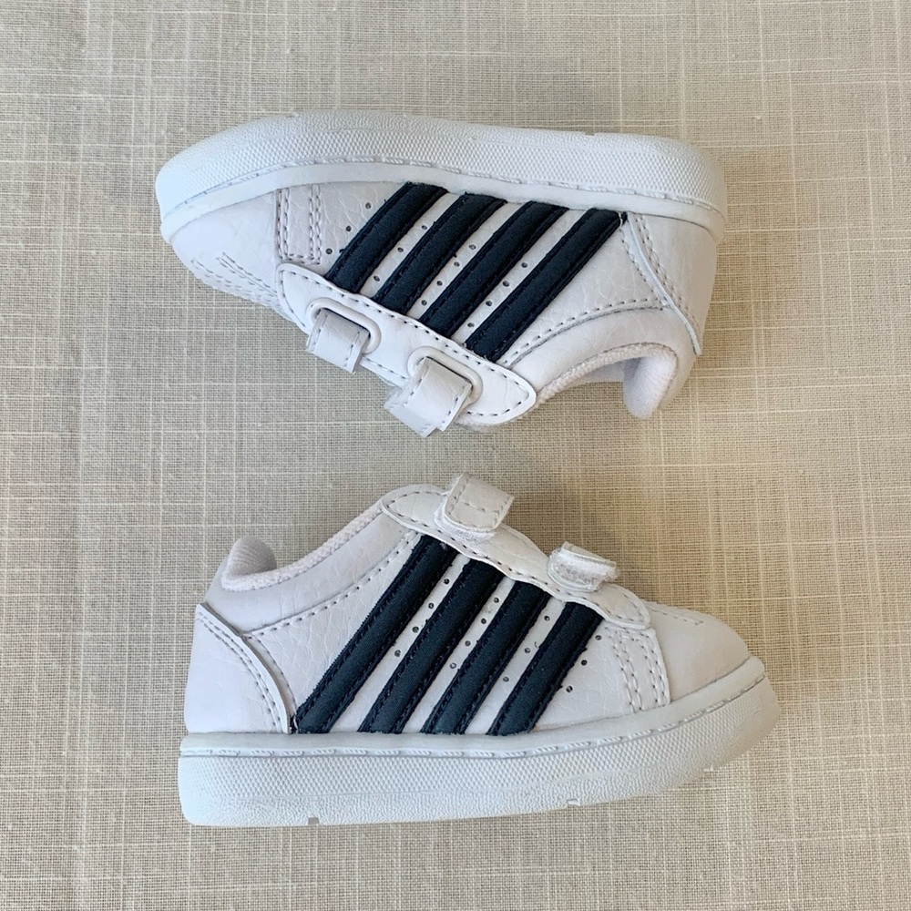2006 Smart Fit New With Tags Y2K Deadstock White Navy Stripe Baby Boys Shoes 5W
